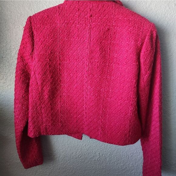 Rachel Zoe twill cropped solid Boucle blazer fuchsia - Picture 11 of 16